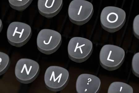 Retro typewriter in studio. Macro close up.の写真素材
