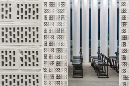 Light brick partitions on the background of the hallの写真素材