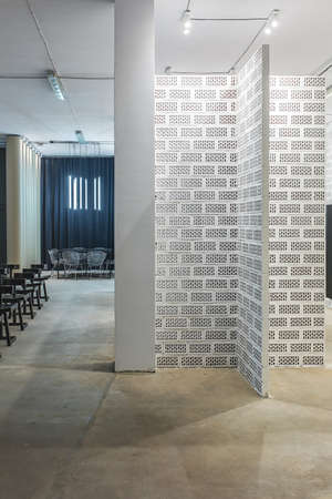 Stylish white brick partitions in the office in a loft styleの写真素材