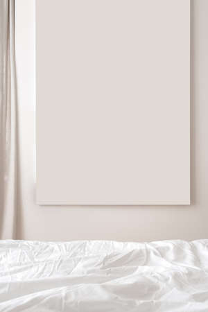 Stylish bedroom in modern style with light wallの写真素材