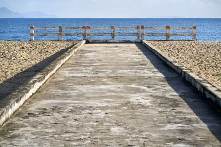 Beautiful morning landscape of empty sand beach in Vietnamの写真素材