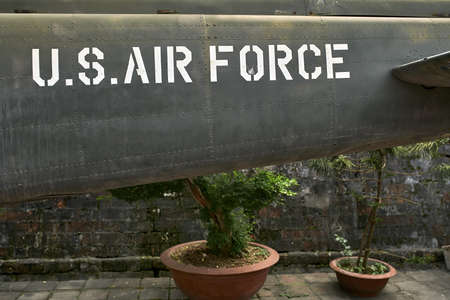 Wreckage B-52 aircraft of time of Vietnamese War in Hanoi museumの写真素材