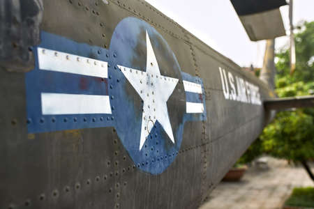 Wreckage B-52 aircraft of time of Vietnamese War in Hanoi museumのeditorial素材