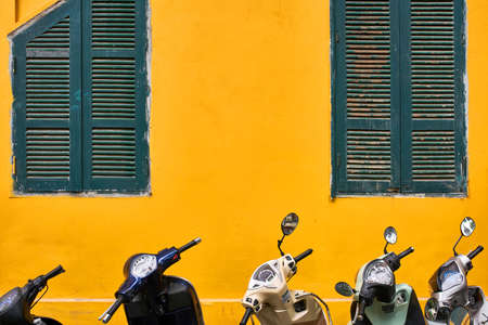 Exterior of vintage vietnamese house with colorful wallの写真素材