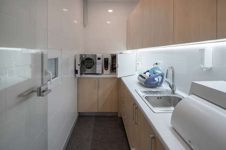 Contemporary dental clinic with light interior and hi-tech equipmentの写真素材