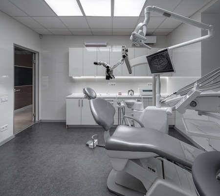 Contemporary dental clinic with light interior and hi-tech equipmentの写真素材