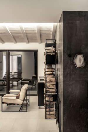 Trendy modern spa interior with different wallsの写真素材
