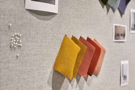 Closeup view at different objects which pinned on boardの写真素材