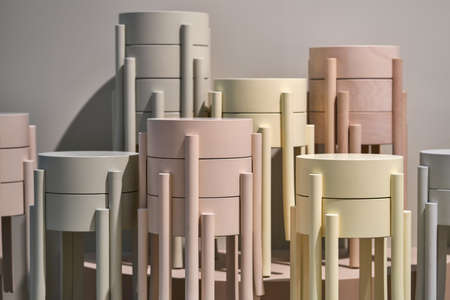 Closeup view at stools standing on each other