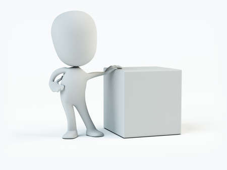 White person and cubeの写真素材