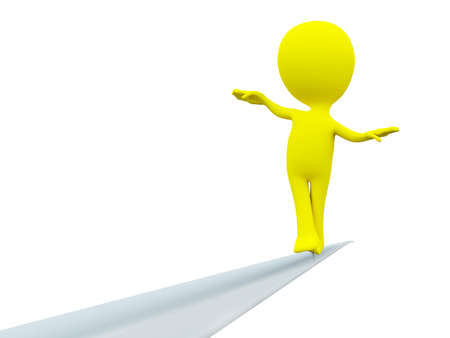 Yellow person Rope-walker on white background
