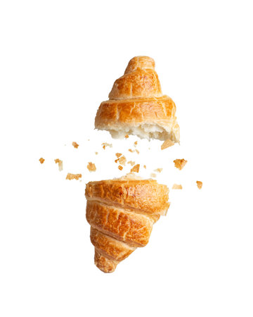Appetizing croissant isolated on white backgroundの写真素材