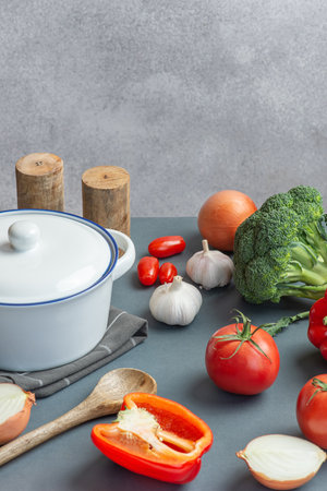 Culinary background with ingredients for making pasta.の写真素材