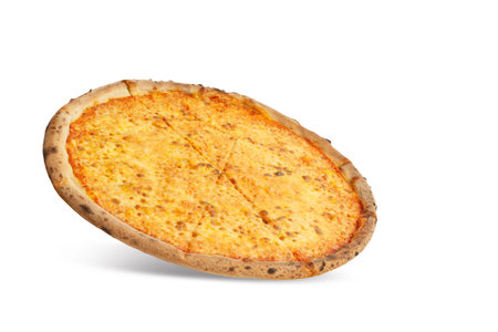 4 cheese pizza on a white isolated backgroundの写真素材