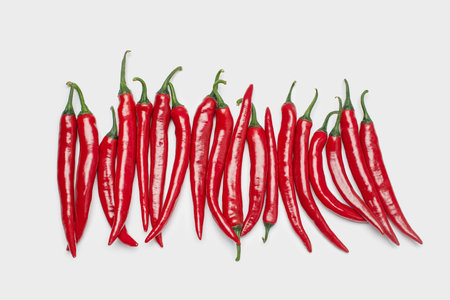 Red hot pepper on a white backgroundの写真素材