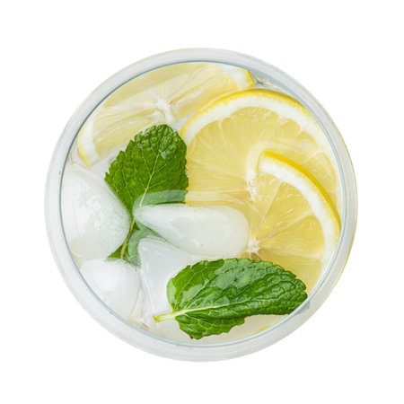 mojito with lemon and mint, top viewの写真素材