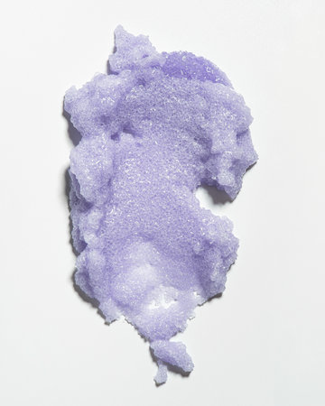 Smear of purple scrub on a white isolated backgroundの写真素材