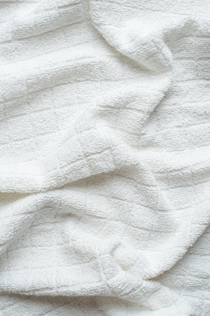 Macro texture of white towelの写真素材