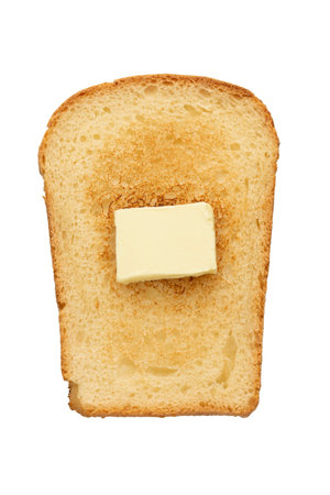 Toasts with butter isolated on white background