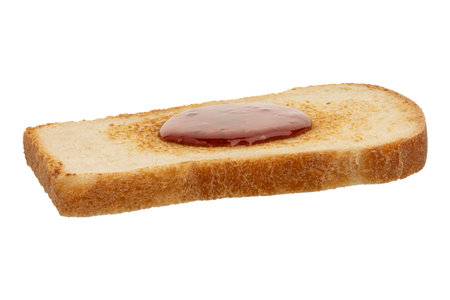 Toasts with raspberry jam isolated on white background