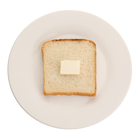 Toast with butter isolated on white background