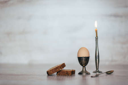 egg in the pastern on a light wooden backgroundの写真素材