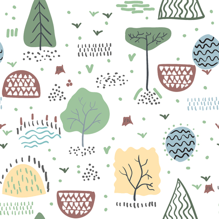 Forest seamless pattern. Vector illustration.のイラスト素材