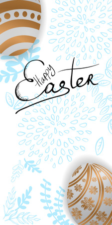 Happy Easter card with easter eggs and greetings.のイラスト素材