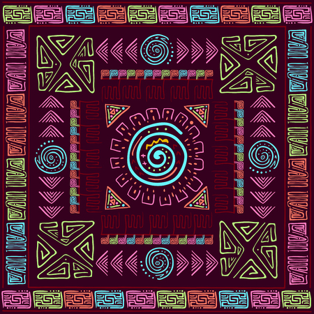 Ethnic colorful background with handmade brush elements.のイラスト素材