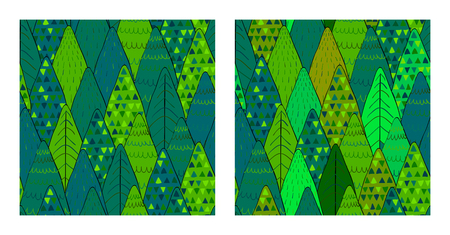 Set of forest seamless pattern backgrounds. Scandinavian style. Vector illustration.