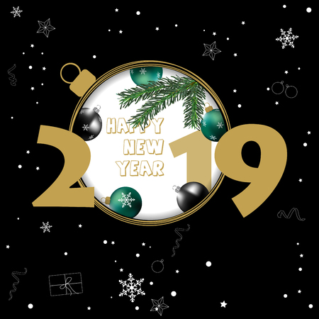 Happy New Year 2019 Card for your design.のイラスト素材