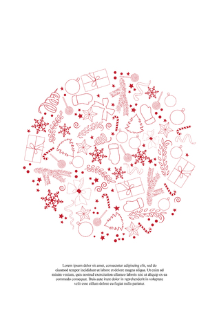 Merry Christmas card with Christmas elements for your design.の写真素材