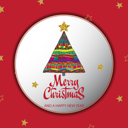 Merry Christmas card with creative christmas tree.のイラスト素材