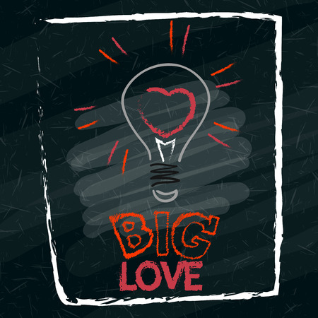 The heart in the lamp is drawn on the school board. Vector illustrationのイラスト素材