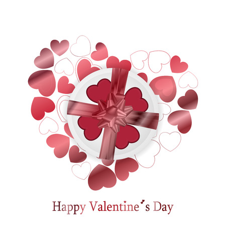 Happy Valentines Day card with red and rose hearts. Vector illustrationのイラスト素材