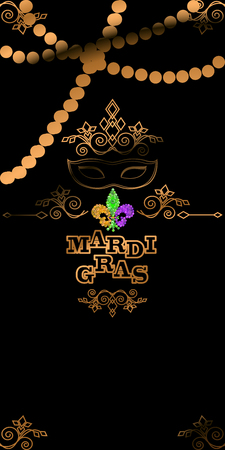 Mardi Gras carnival invitation template with Mardi Gras caption. Vector Illustration.のイラスト素材