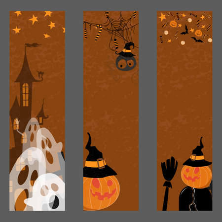 Happy halloween banner. Set of vector design elements.のイラスト素材