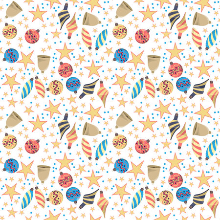 Merry Christmas and Happy New Year seamless pattern backgroundのイラスト素材