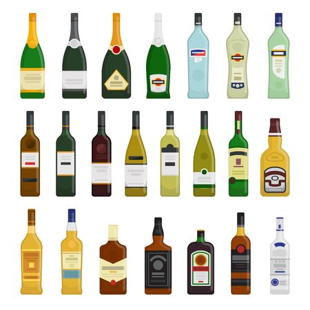 Big set of different bottlesのイラスト素材