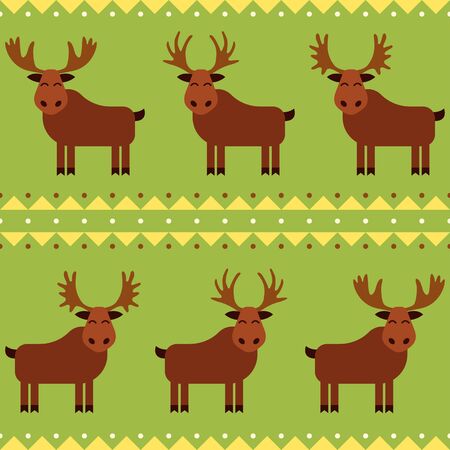 Moose and elk seamless pattern with different hornsのイラスト素材