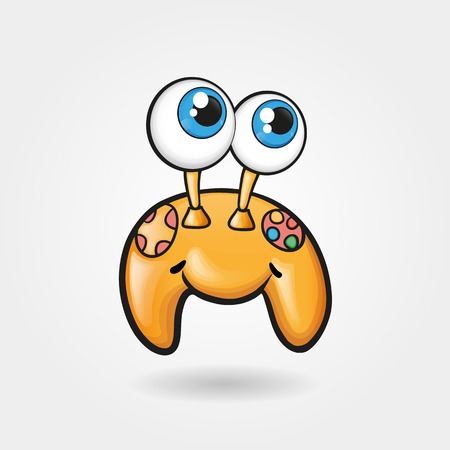 Cheerful cute gamepad vector illustration, funny cartoon characterのイラスト素材