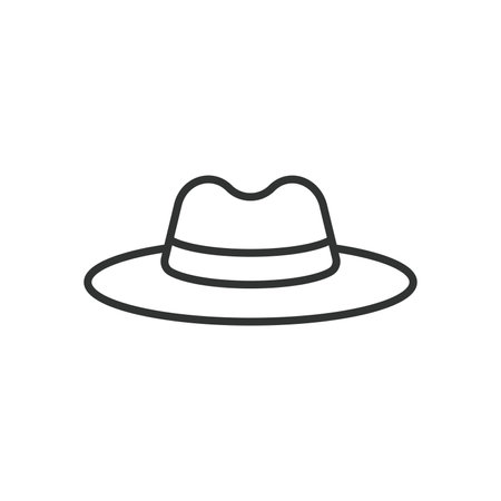 Western cowboy hat icon line design. Western, Cowboy, Hat, Country, Headwear, American, Old West, Wild West, Country hat vector illustrations. Western cowboy hat illustration editable strokeのイラスト素材