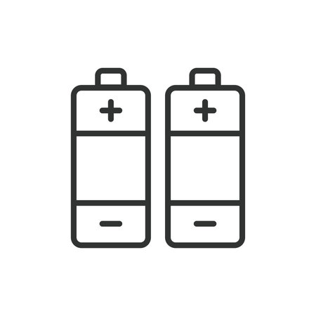 Battery, in line design. Battery, Power, Energy, Charge, Rechargeable, Lithium-ion, Cell on white background vector Battery editable stroke iconのイラスト素材
