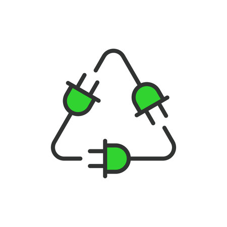 Energy saving, in line design, green. Energy saving, efficient, conservation, eco-friendly, sustainable, reduce, power on white background vector. Energy saving editable stroke iconのイラスト素材