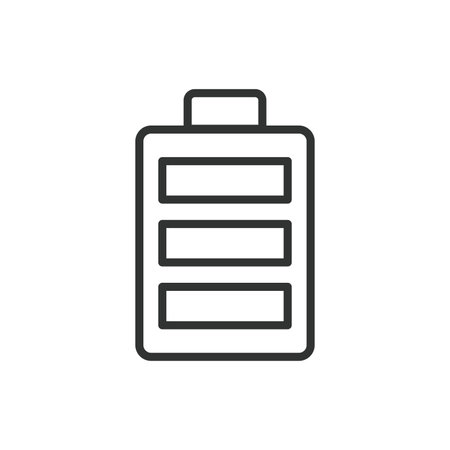 Full battery, in line design. Full, Battery, Charge, Power, Energy, Level, Indicator on white background vector Full battery editable stroke iconのイラスト素材