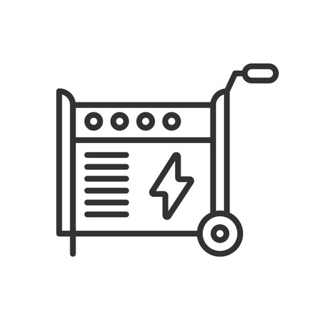Portable generator, in line design. Portable, generator, power, electricity, backup, energy, on white background vector Portable generator editable stroke iconのイラスト素材