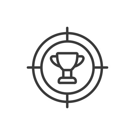 Cup Target, in line design, green. Cup, target, goal, trophy, achievement, success, winner on white background vector Cup Target editable stroke iconのイラスト素材