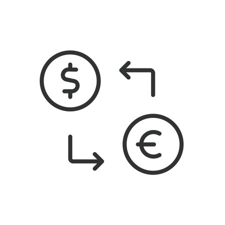 Dollar euro exchange, icon in line design. Dollar, euro, exchange, currency, money, finance, conversion on white background vector. Dollar euro exchange editable stroke iconのイラスト素材