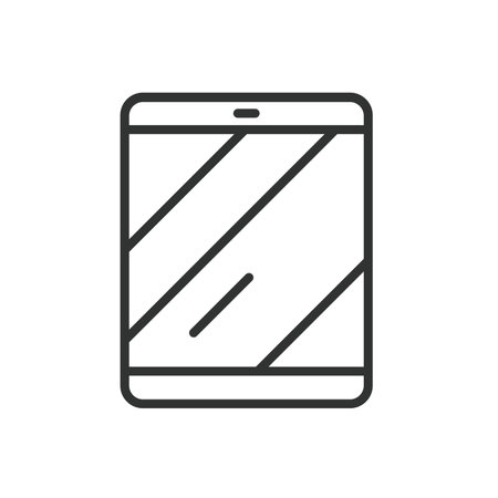 New Tablet, icon in line design. New, tablet, device, touchscreen, portable, technology, mobile on white background vector. New Tablet editable stroke iconのイラスト素材