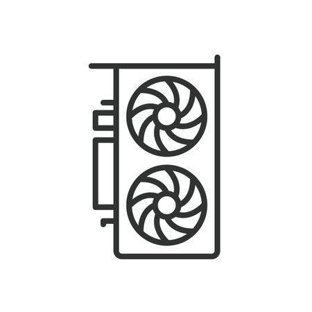 Video Card, icon in line design. Video, card, graphics, GPU, hardware, computer, performance on white background vector. Video Card editable stroke iconのイラスト素材